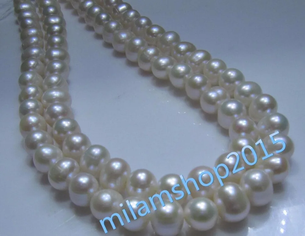 

Free Shipping >>33 '' HUGE AAA+ 10-12 MM South Sea white Pearl Necklace NECKLACE 14K GOLD CLASP