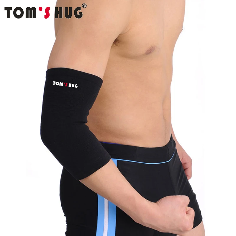 

1 Pair Elbow Support Protect Sleeve Pad Tom's Hug Brand High Elastic Sports Outdoor Cycling Gym Elbow Guard Brace Warm Black