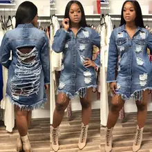 New Fashion Denim Jackets for Women Vintage Casual Coat Female Jean Outerwear Women Coats Broken Hole Plus Size