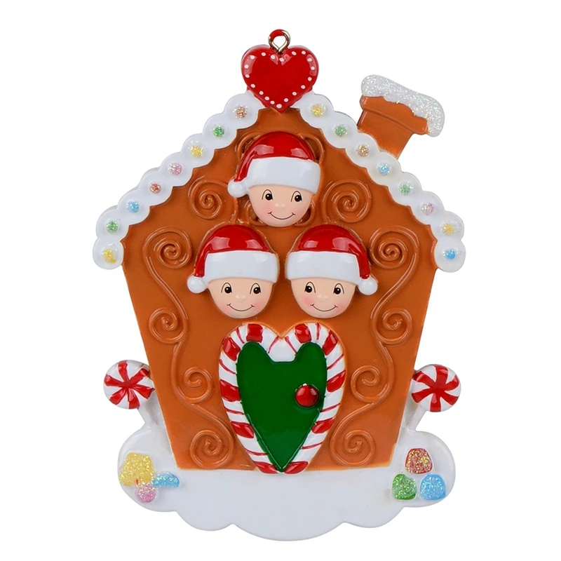 

Wholesale Resin Maxora Personalized Gingerbread House Family of 3 Write Your Own Name For Holiday Home Decor, gift and keepsakes