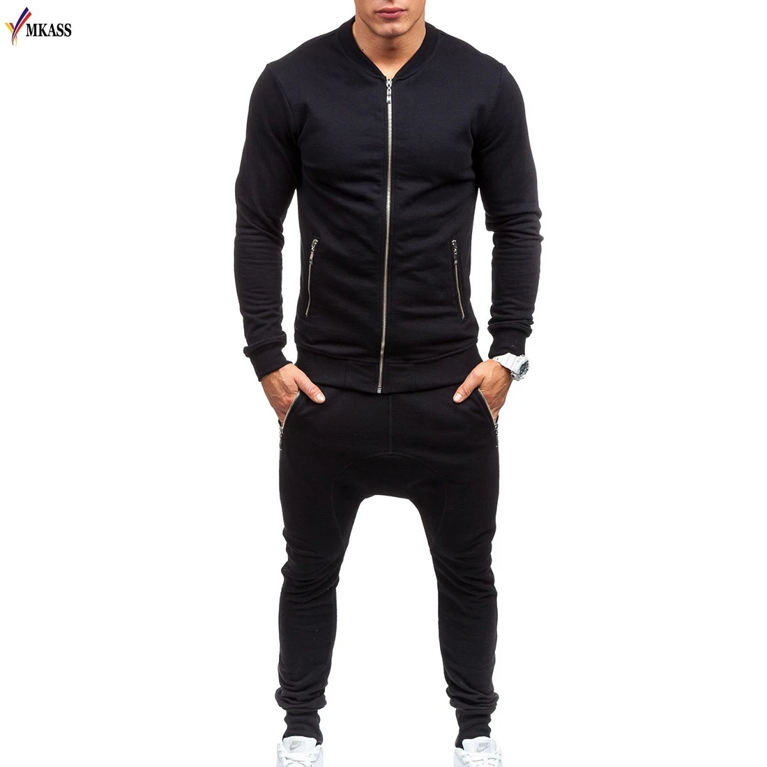 

Hot MKASS 2017 Men's Brand Tracksuits Set Jacket+Pants Sporting Suit Plus Size M-3XL Fitness Clothing