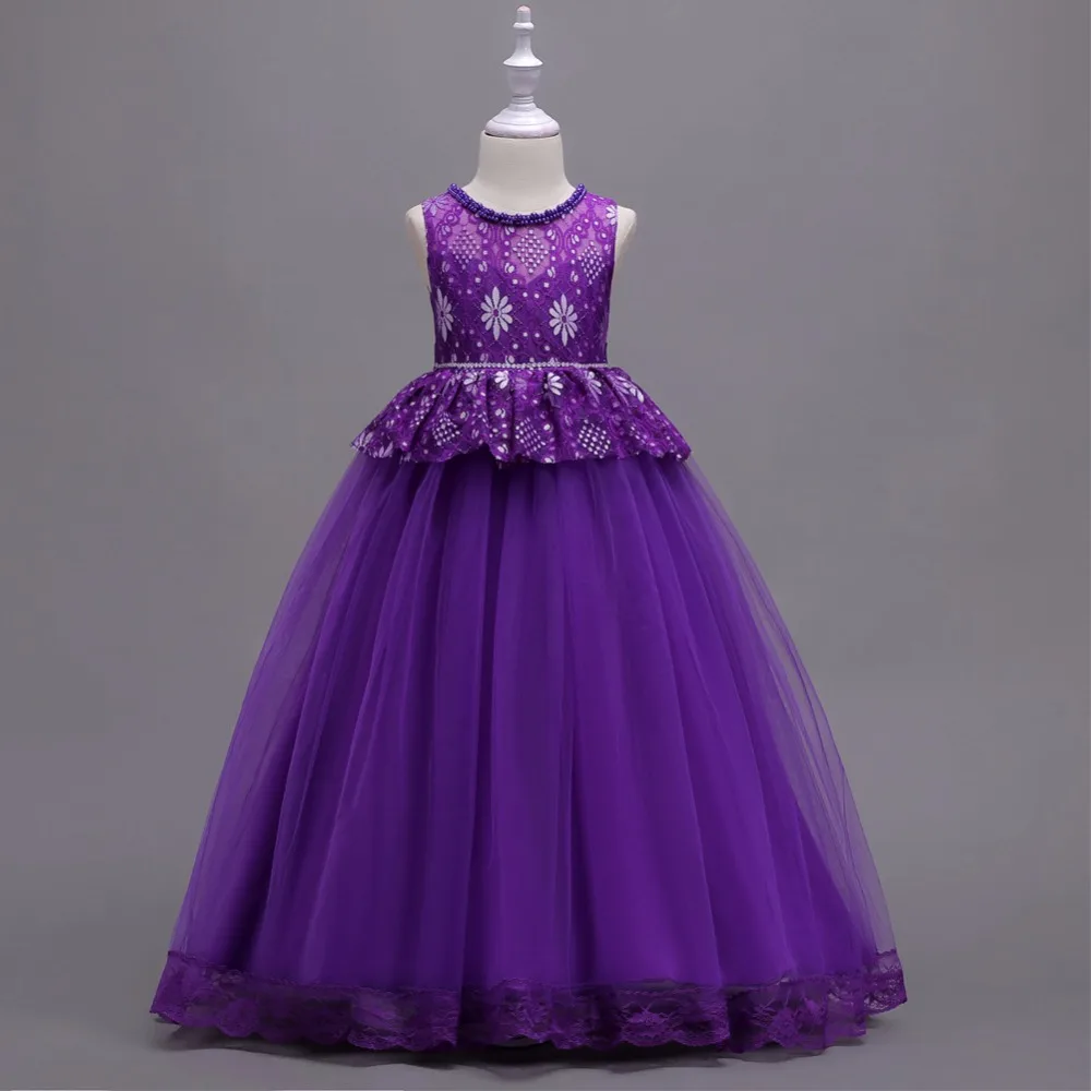 

Flower Dress Girl Princess Costume Dresses Baby Girl Long Style Party Wear Tulle Kids Children Prom Gown Vestido Formal Dress