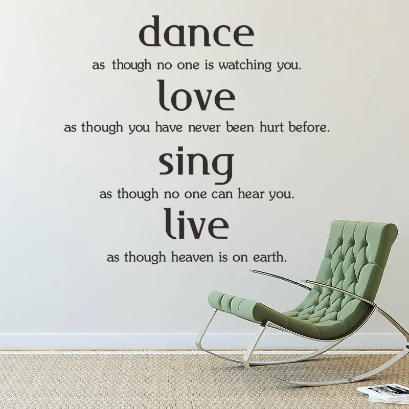 Dance Love Sing Live Quotes Family Lettering Words Wall Sticker Vinyl