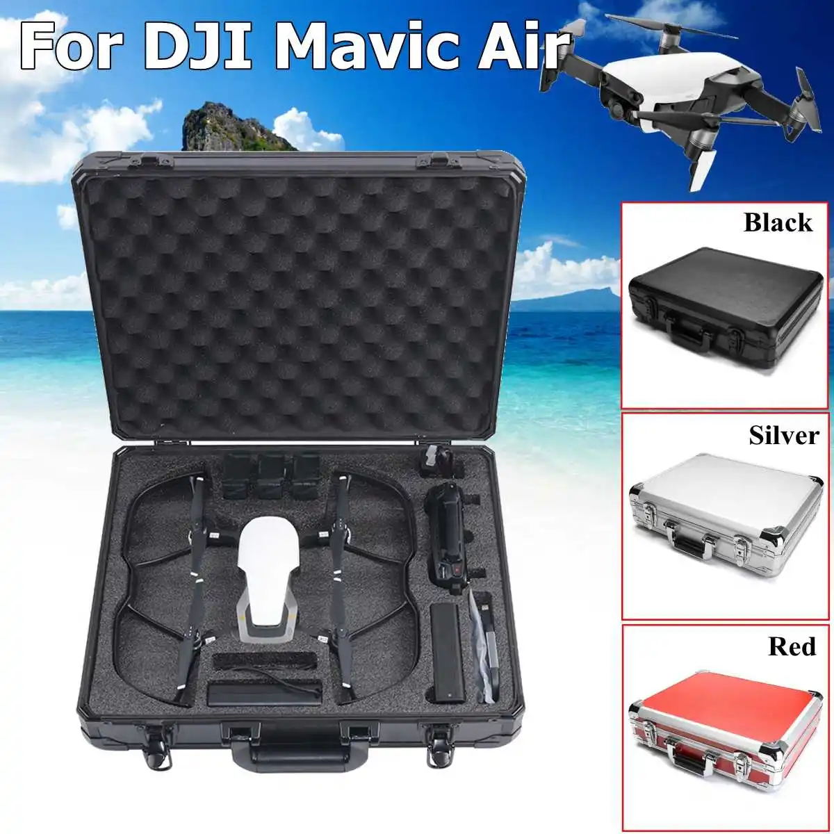 

Drones Bag Aluminum alloy plus MDF Carrying Case for DJI Mavic Air in Black Silver platinum Red color large capaweight