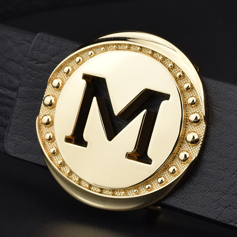 High quality letter M buckle fashion designer mens belts luxury brand genuine leather belt ...