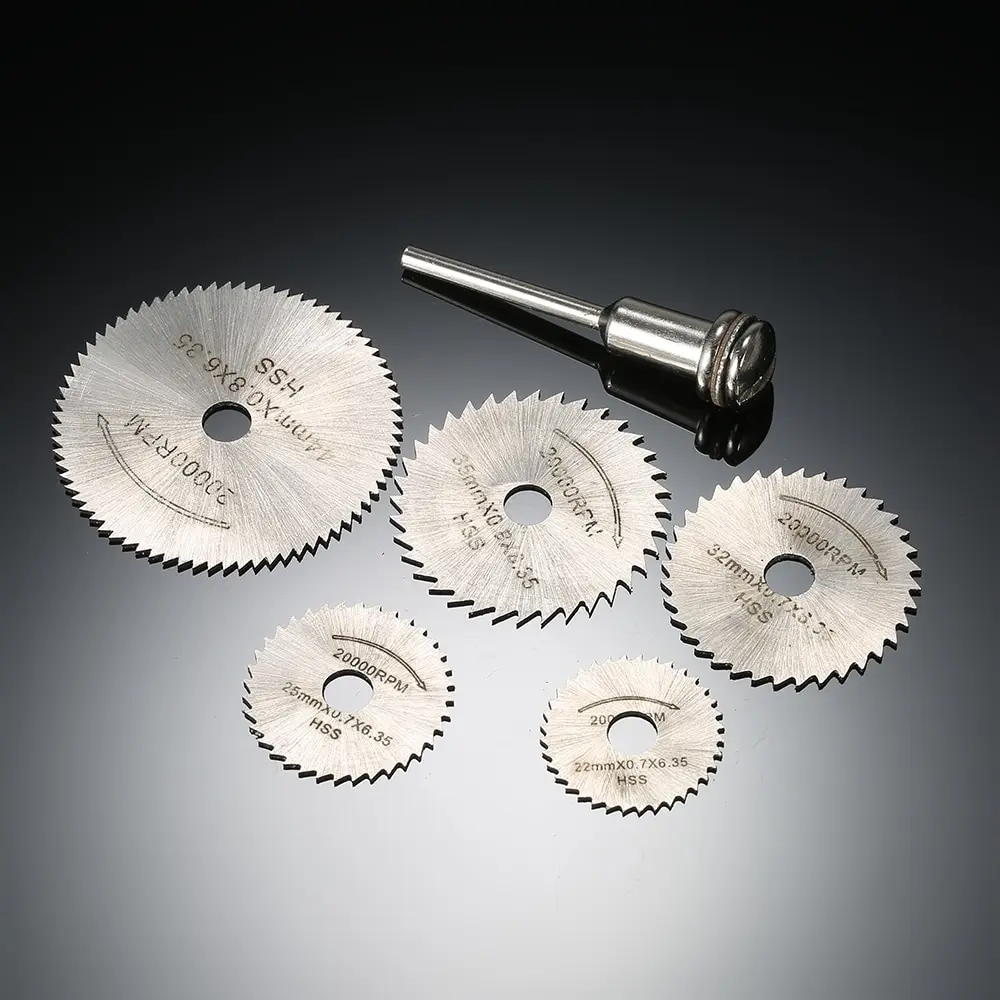 

power tools 6pcs HSS mini Circular Saw Blade cutting disc Rotary Cutting Tools Kit with 1/8" Shank for Cutting Timber Plastic