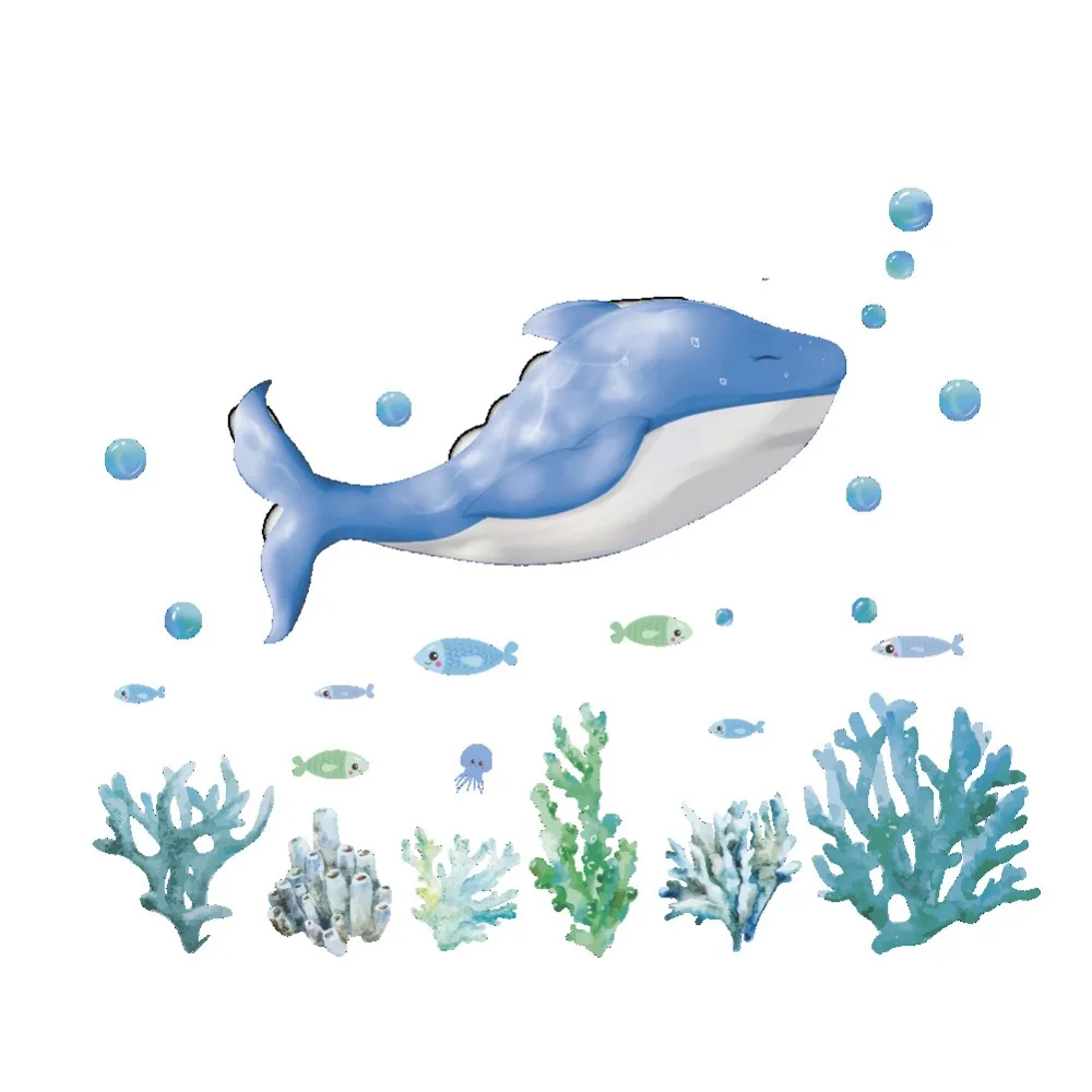 Настенный "Подводный мир" наклейки Рыба Акула Дельфин морские настенные художественные наклейки детский сад детская кухня ванная
