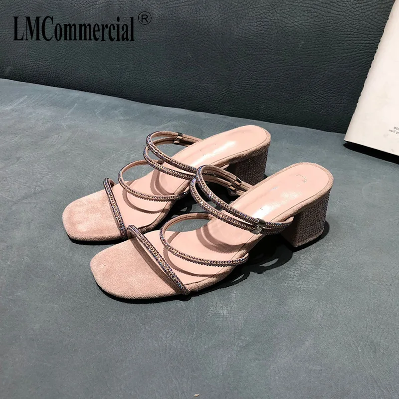 

Summer sandals womens thick heel tide drill heel women's shoes luxury shoes women designers Slippers Flip Flops
