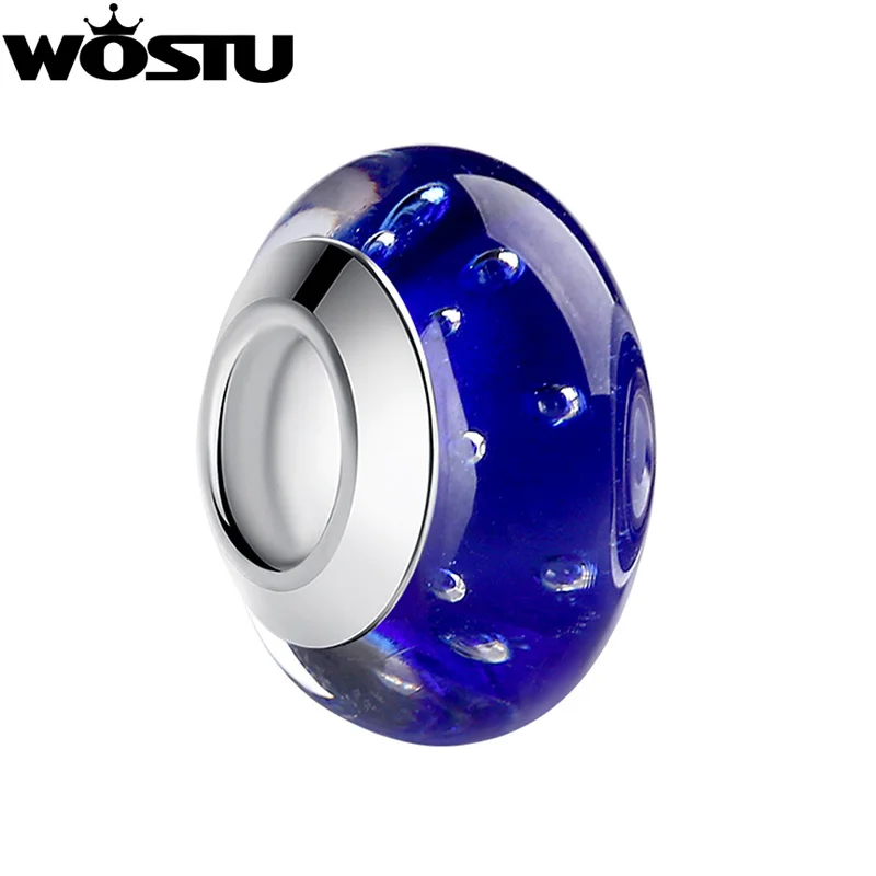 

High Quality Bubble Blue Murano Glass Beads Fit Original wst Silver Charm Bracelet Pendant European DIY Jewelry Making SDP6358