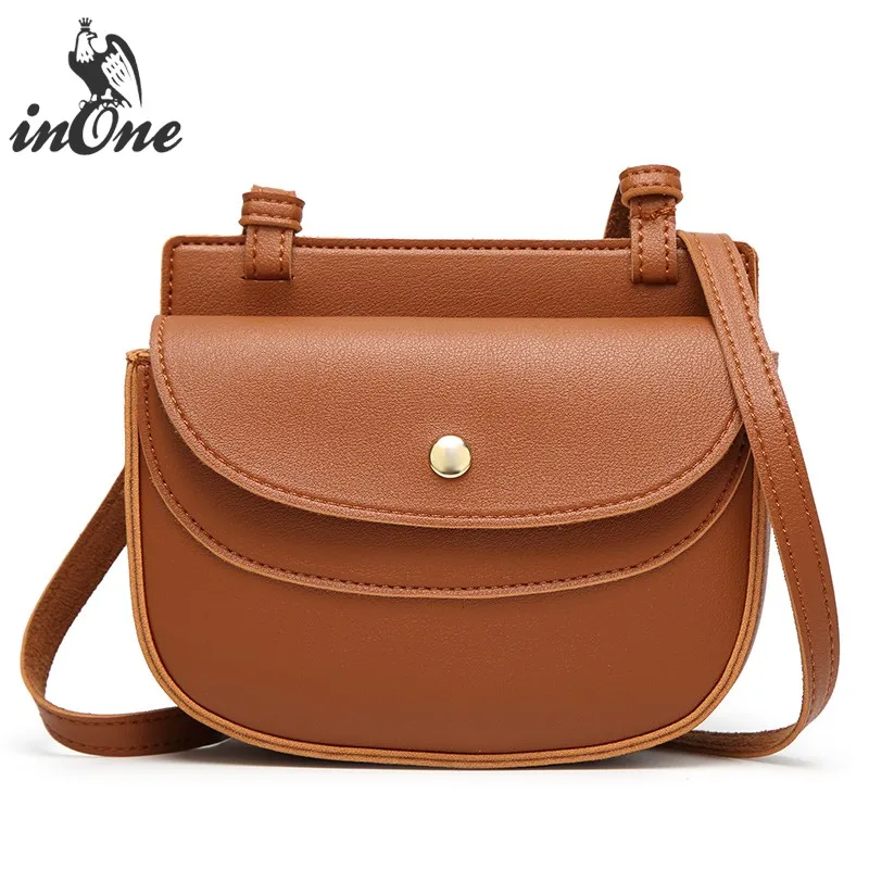 

INONE 2018 Ladies Hand Bags Cell Phone Women Messenger Shoulder Bags Round Crossbody Vegan Faux Leather Handbag Cute Purse