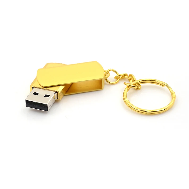 1 шт. цвета: золотистый, Цвет металлический Usb 2,0 флеш-накопитель Usb флеш-накопитель Флешка 1/2/4/8/16/32 ГБ с кольцом для ключей