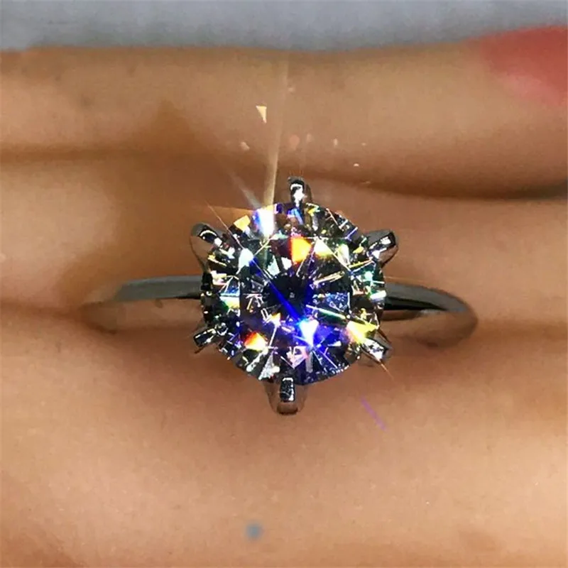 Solitaire однотонное 925 пробы Серебряное кольцо 1ct Sona 5A циркон камень cz обручальное кольцо для женщин и мужчин ювелирные изделия