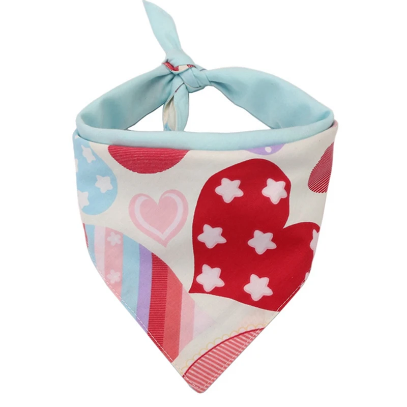 Cotton Pet Bandana Scarf Dog Bibs For Valentine\'s Day, Lovely Colorful Love Heart Patterns