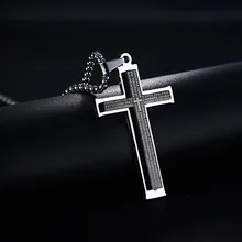 Модные мужские ожерелья с крестом из нержавеющей стали, черный распятие, Библейский молитвенный кулон, колье, ювелирные изделия, Colar Masculino