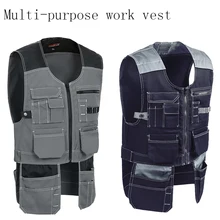 Новинка, высокое качество, мужская и женская уличная рабочая одежда, мужские рабочие жилеты, многофункциональный инструмент, много карманов, жилеты