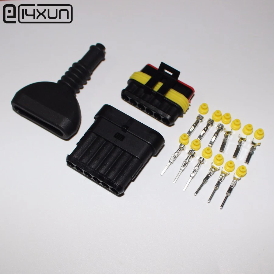 

1Set 1.5mm 6Pin AMP HID Waterproof Connector 6P Electrical Wire Plug with Sheath for Car Auto Automobile Motorcycle