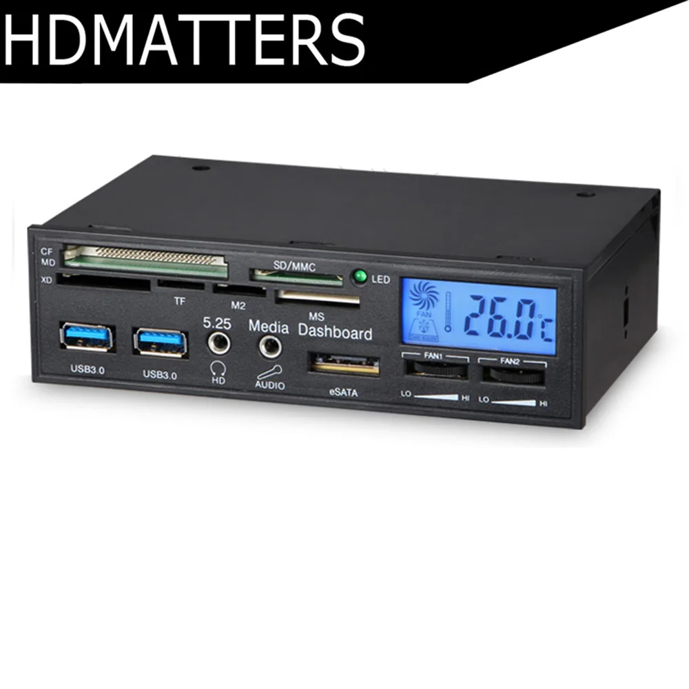 

5.25" All in One 1 USB Internal Multi Card Reader Writer with fan speed controller for Mini Micro SD MMC MS