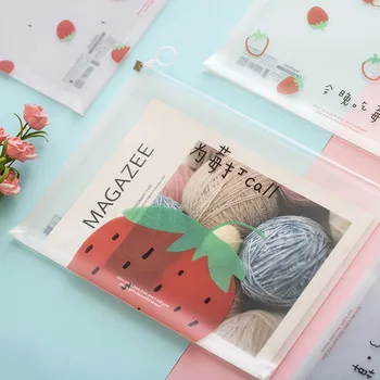 

1 Pcs Hot Call for Stationery A4 Zipper Waterproof File Folder Bag Strawberry Document Bag Filing Office School Supplies
