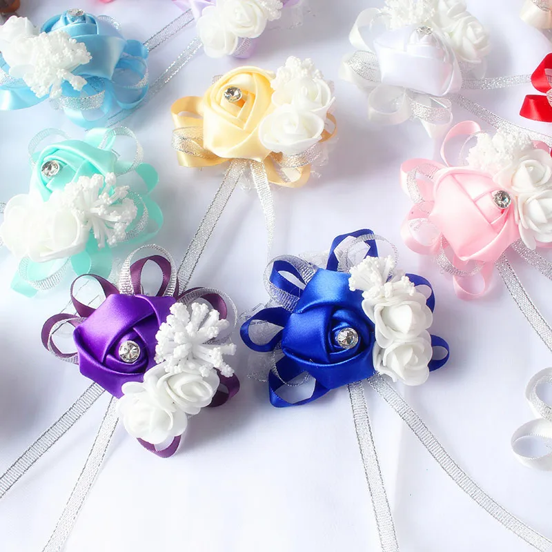 wrist corsage bracelet bridal wedding flowers Bridesmaid  (127)