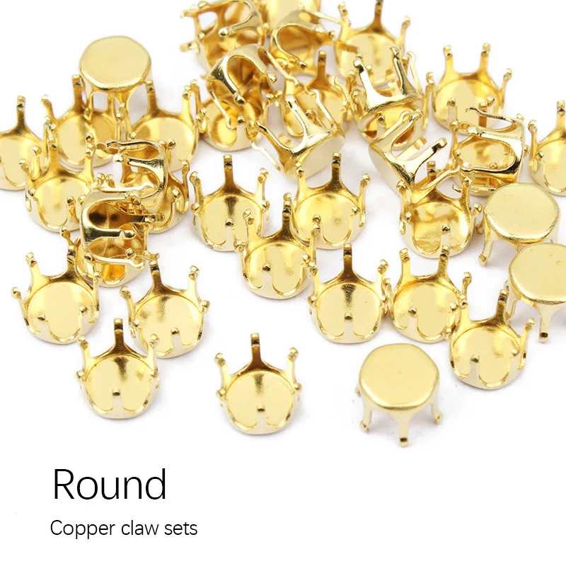 

6mm,8mm,10mm Size Sew on Empty Base setting Claw Empty Round Gold Claw for Garment Accessories Free shipping