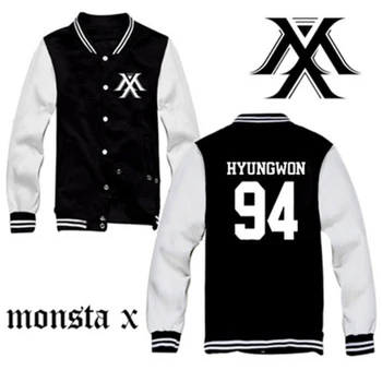 

Mainlead Kpop MONSTA X Baseball Uniform The Clan 2.5 Part.1 Lost Outwear Varsity Jacket Women Men Unisex