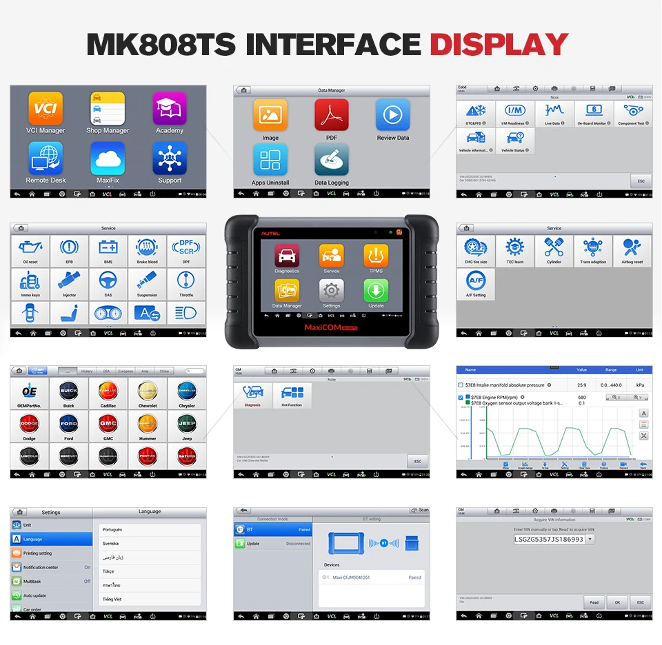 Autel MaxiCom MK808TS автомобильный диагностический инструмент авто TPMS инструменты Диагностика сканирующий инструмент Автомобильный сканер PK MaxiCom MK808 MK808BT