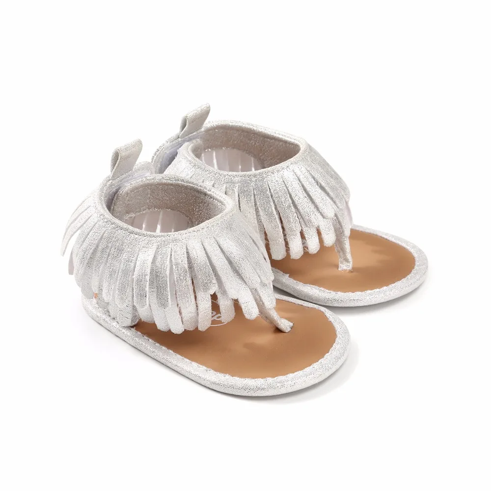 Delebao летние детские сандалии для девочек, с кисточками, из искусственной кожи плоская подошва мягкая подошва для новорожденных, для маленьких мальчиков и девочек обувь ходунков