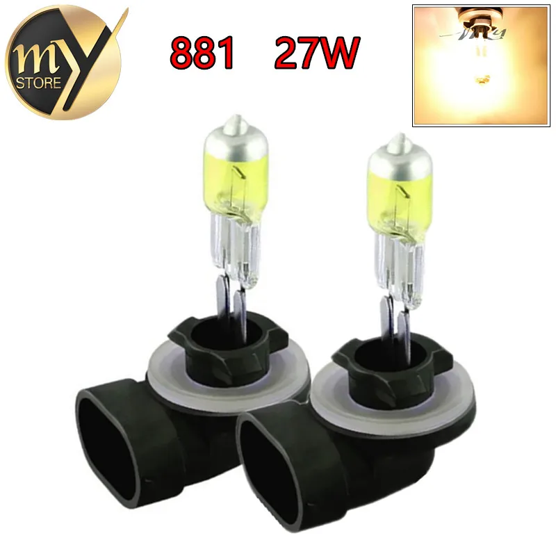 2pcs H27 881 894 Super Bright White Fog Halogen Bulb Hight Power 27W Car Head Light Lamp DRL Day Running Lights Yellow Amber 12V 4