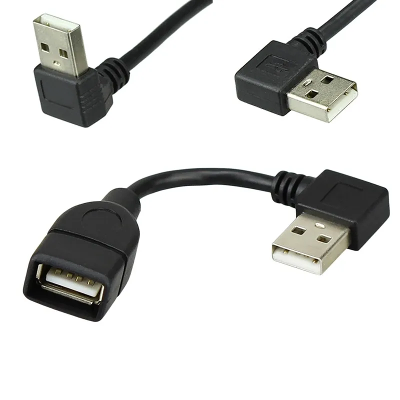 

10cm 20cm 40cm USB 2.0 A Male to Female 90 Angled Extension Adapter cable USB2.0 M/F right/left/down/up Black cable cord