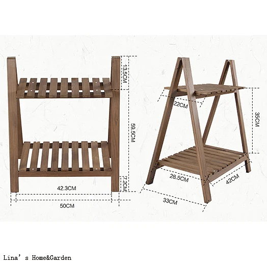 Floor Standing Small Wooden Slat Folding Ladder Flower Shelf (3)