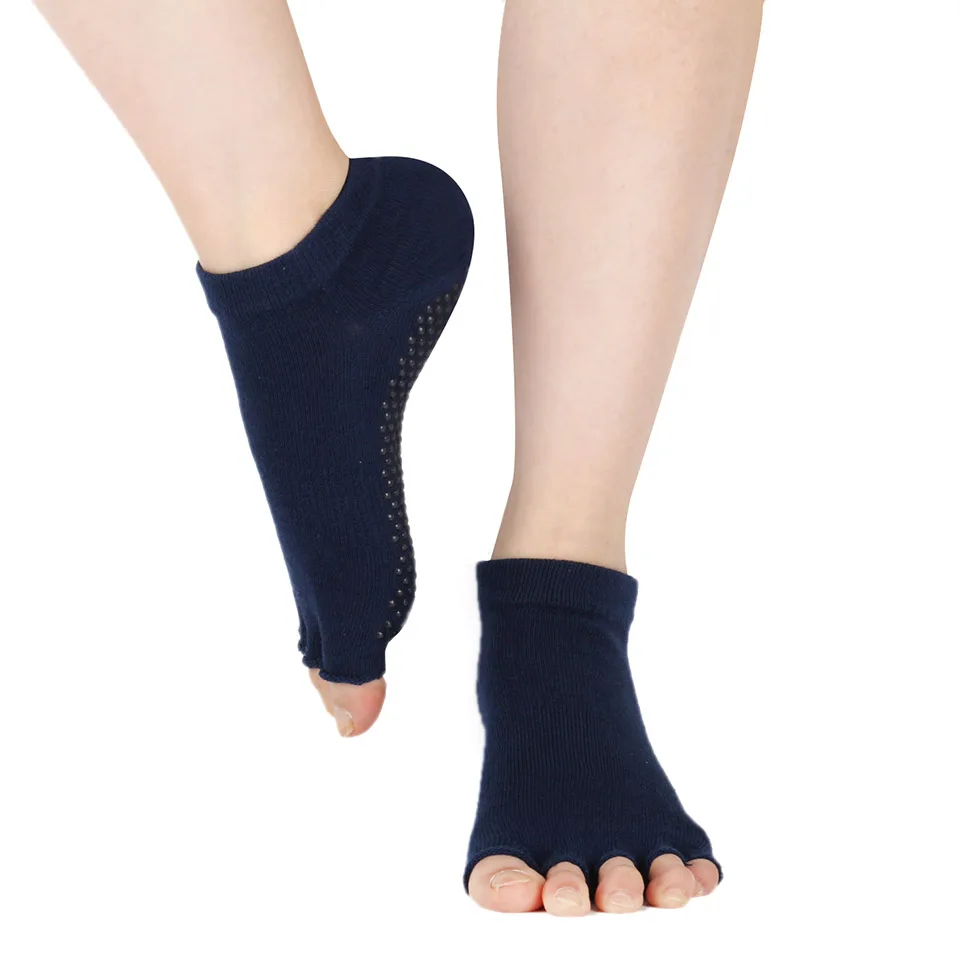 Женские носки для йоги с половинным носком, Нескользящие, с открытым носком, для пилатеса, для фитнеса, прочные, с открытым полупальцами, хлопковые носки для йоги, для спортзала