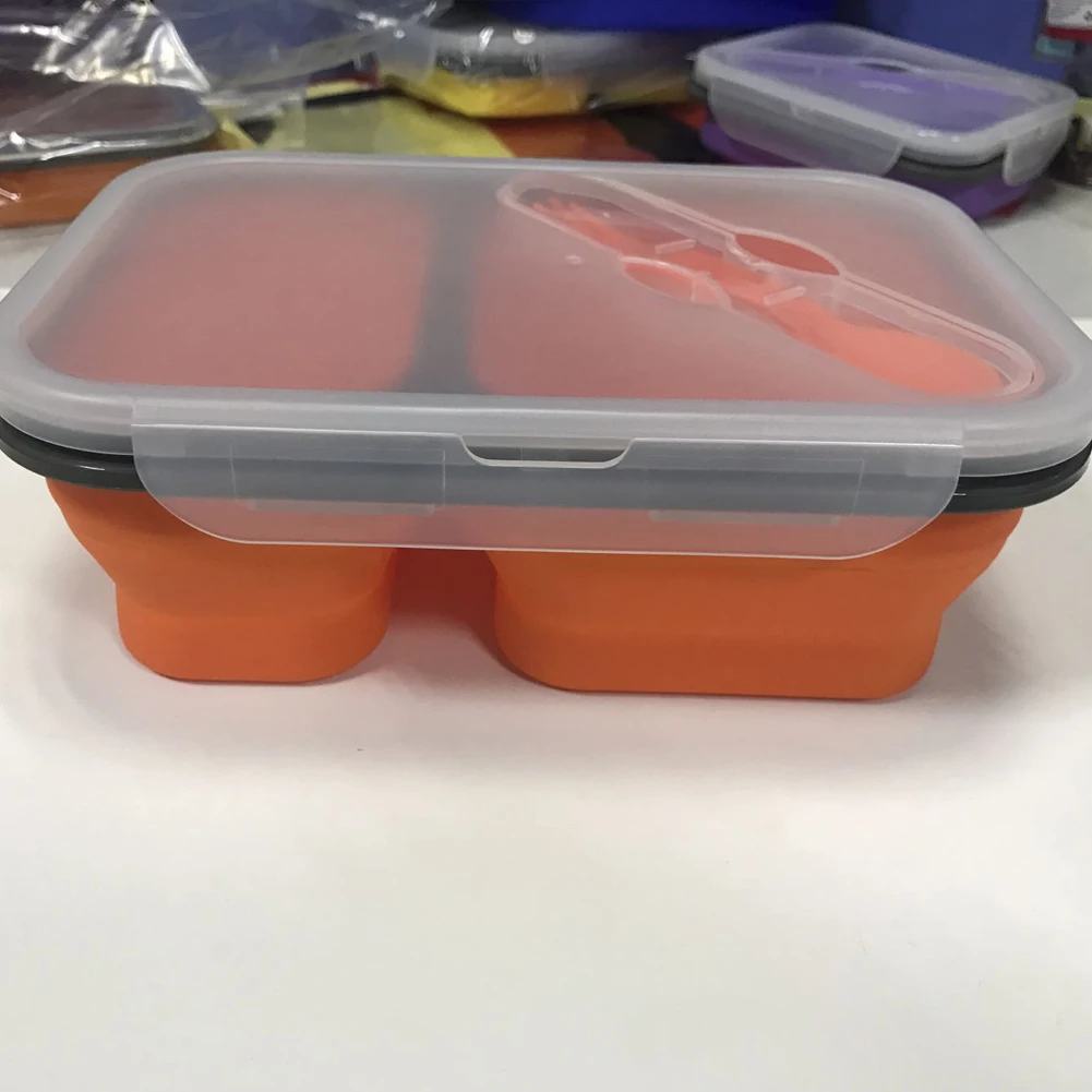Силиконовая складная коробка для бэнто, Складной Портативный Ланч-бокс для еды, столовая посуда, контейнер для еды, миска для детей