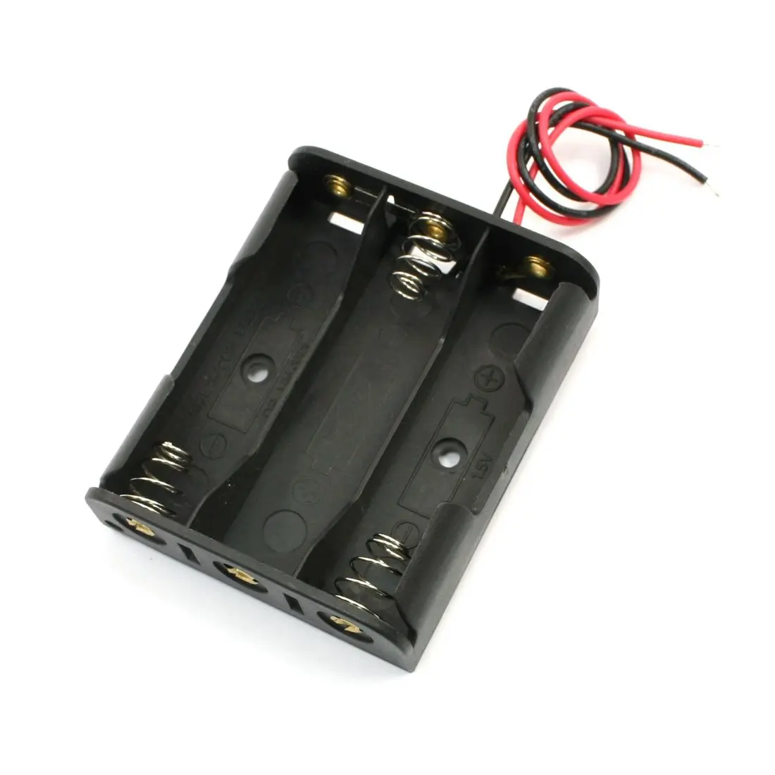 

Spring Clip Black Plastic 3 x 1.5V AA Battery Case Slot Holder