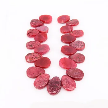 

Full Strand,Polished Natural Rose Dragon Veins Achate Slab Teardrop Slice Beads Bulk Pendant Necklace,Approx 25PCS,Top Drilled