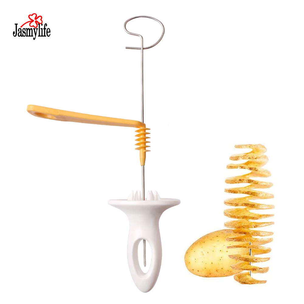 

1pc 3 string Rotate Potato Slicer Stainless Steel Plastic Twisted Potato Slice Cutter Spiral DIY Manual Creative kitchen tool
