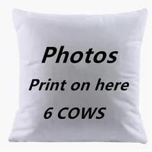 6 коров подушка дизайн картина здесь печать ПЭТ Свадьба личная жизнь фотографии индивидуальный подарок чехлы на подушки для дома наволочка