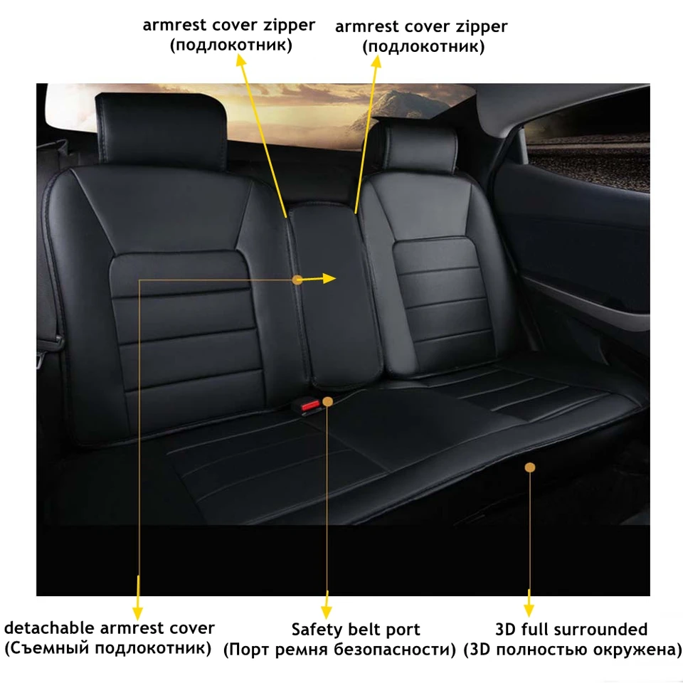 Fiat Panda 04-11 Negro Trasero Fundas Impermeables