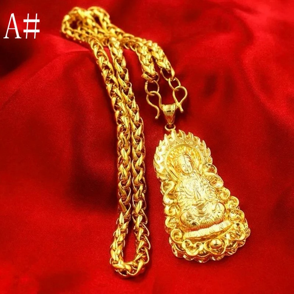 Aliexpress.com : Buy Buddha Pendant With Chain Necklace Yellow Gold ...