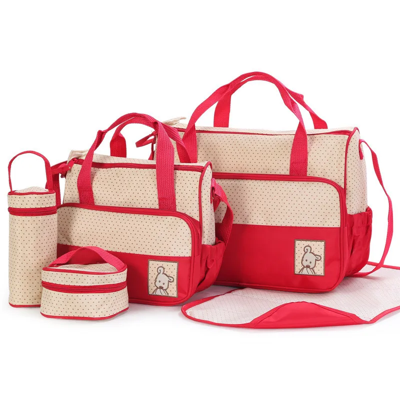 

2018 Newest High-quality 5 Each Set Multifuctional Hand Bags Diaper Nappy Durable Bag Mummy Bag Baby Bags For Mom