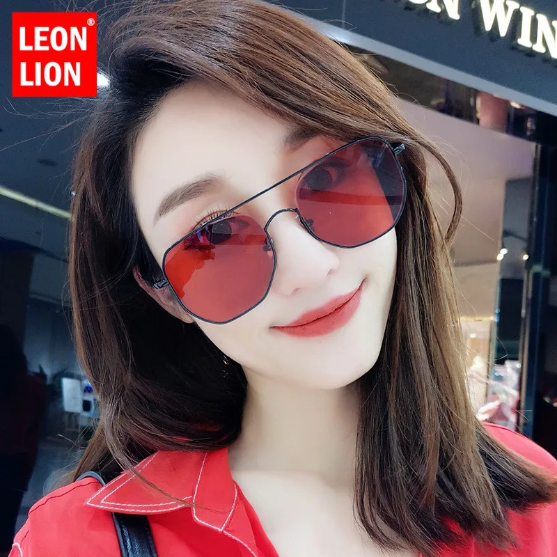 LeonLion 2018 сплав солнцезащитные очки Для женщин панк ретро большой кадр леди