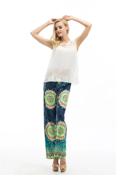 

Floral Casual Wide Leg Long Harem Pants High Waist Loose Elastic Waist Palazzo Trousers Plus Size New Beach Pant