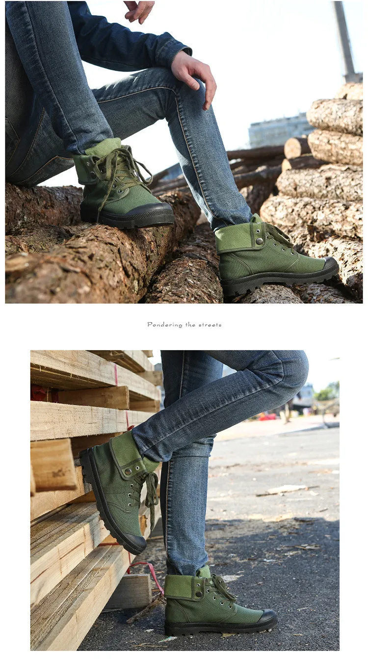 LINGGE/зимние классические мужские парусиновые ботинки; модные высокие военные ботильоны; Мужская обувь; Повседневные Удобные кроссовки на плоской подошве
