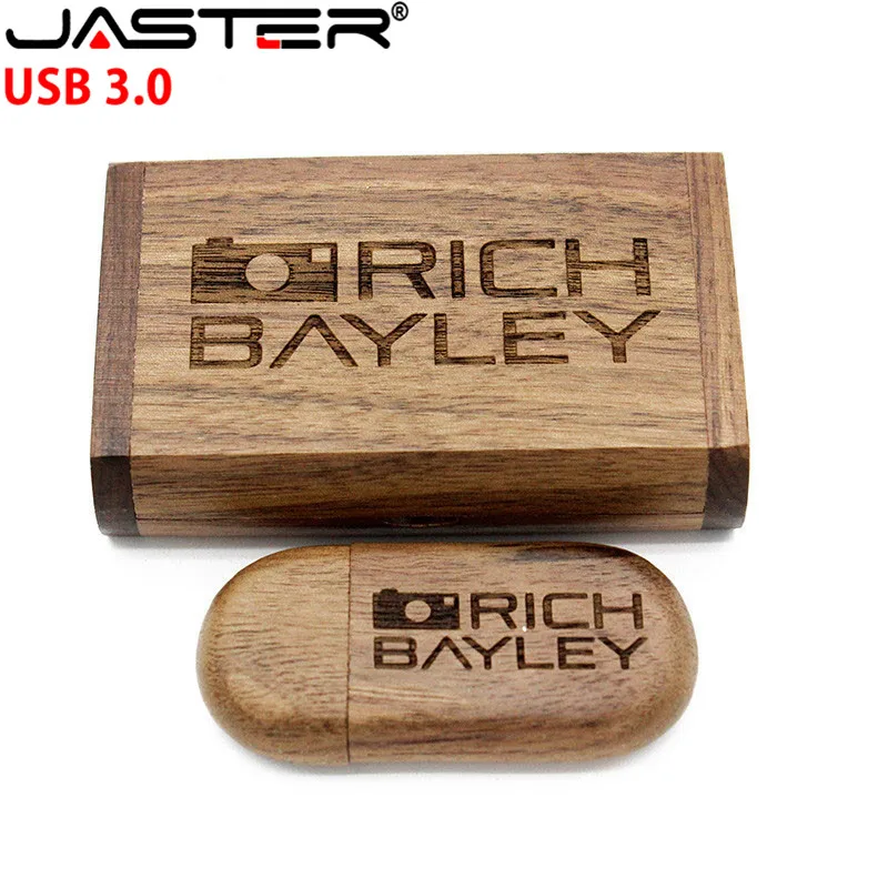 JASTER USB 3 0 логотип на заказ Деревянный usb + коробка персональный ручка накопитель 8