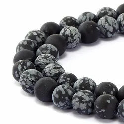 Elegant Natural Stone Beads in Black, Pink, and White for DIY Jewelry Making & Wholesale (Snowflake Obsidia)