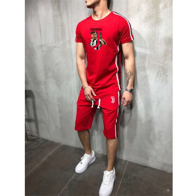2019Summer Hot Sale Men's Sets T Shirts+pants Two Pieces Sets Casual Tracksuit new Male Casual Tshirt Gyms Fitness trousers men