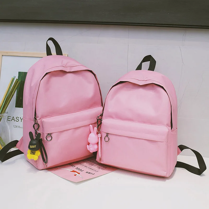 Menghuo Brand Canvas Men Women Backpack Rabbit Pendant College High Middle School Bags for Teenager Boy Girls Backpacks Mochila (27)