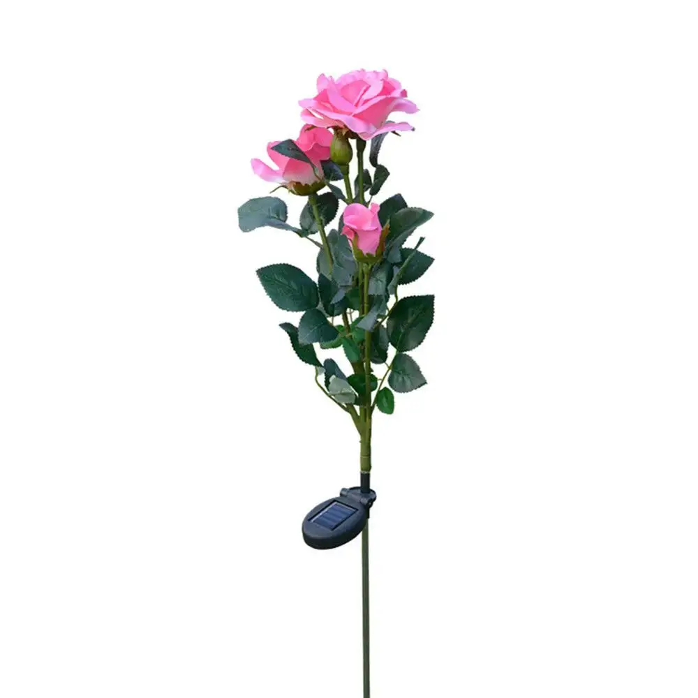 Водонепроницаемый Солнечный светодиодный светильник с 3 розами для сада, улицы, двора, парка, газона, лампы для дома, вечерние украшения - Испускаемый цвет: Coral pink