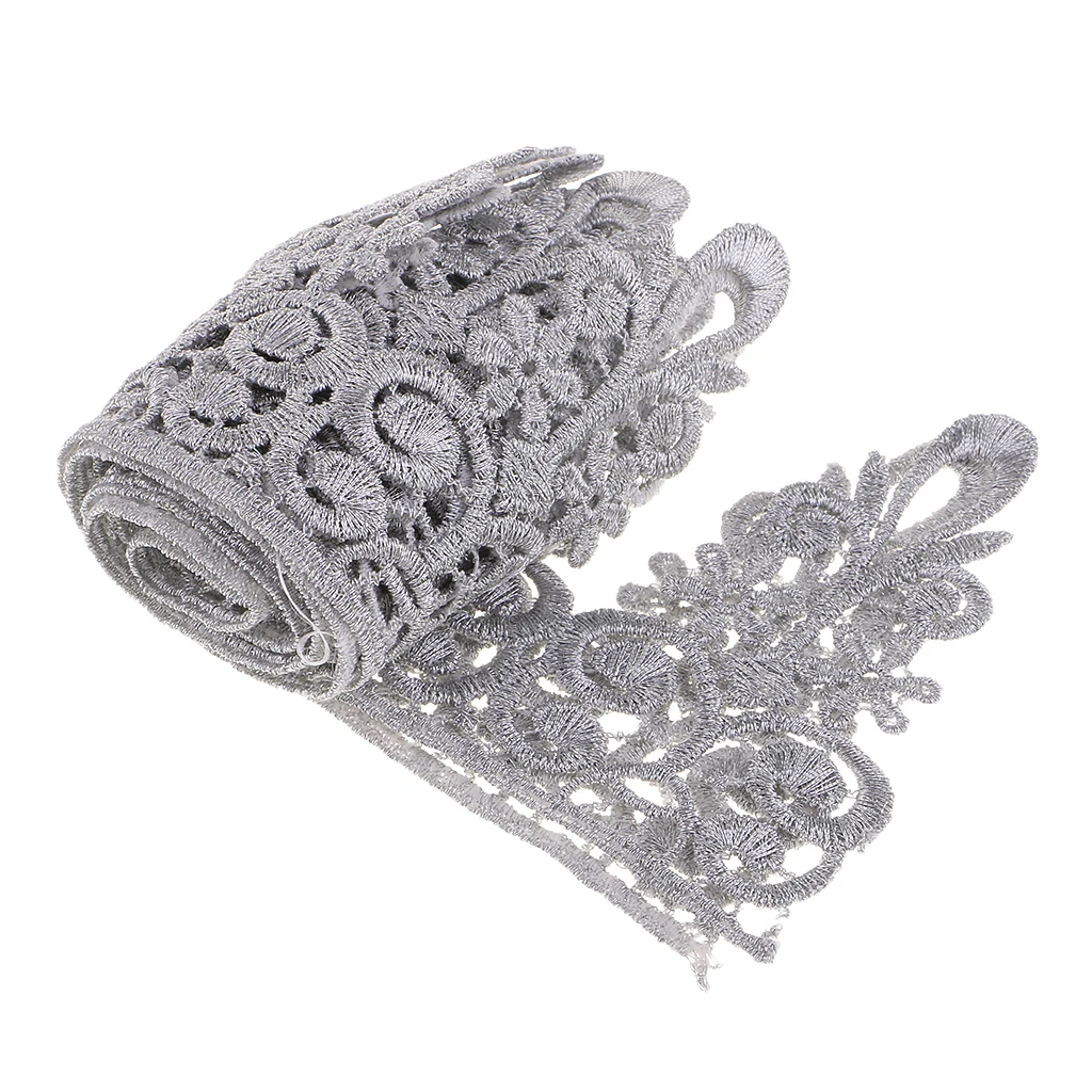1 Yard Crown Metallic Embroidered Lace Trim Ribbon Wedding Appliques DIY Sewing Craft 