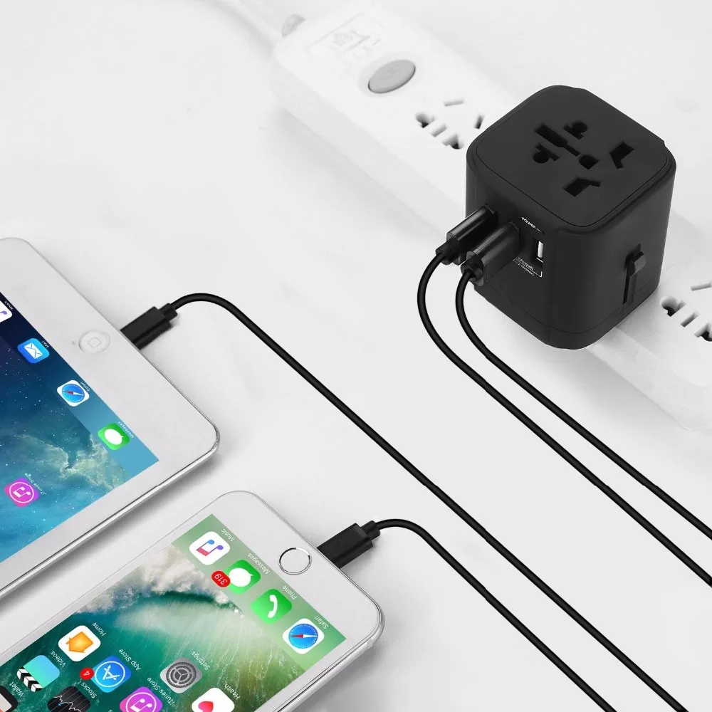 Travel Adapter, все-в-одном Универсальный дюбель Multi-электрических розеток адаптер с 4.5A 3-Порты USB