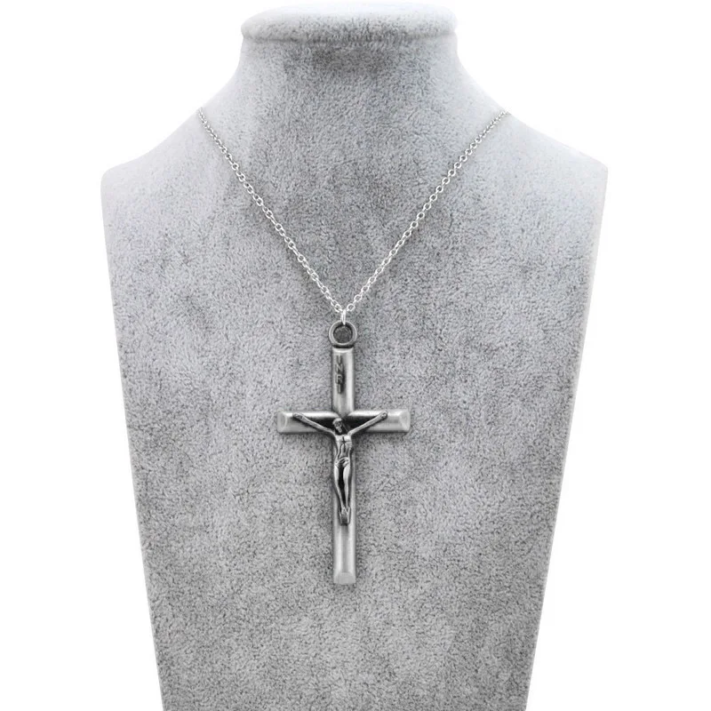 

Original New Cross Jesus Choker Necklace Women Vintage Silver INRI Crucifix Prayer Chain Necklace Men Christian Jewelry Gift